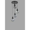 Elegáns fémcsillár, állítható magasság 70 cm, fekete és füstölő felület, 30 cm átmérő, E27 aljzat max. 40 W, stílusos világítás modern terekbe