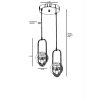Ipari skandináv csillár, 70 cm Magasság, 25 cm Átmérő | 100% fém, fekete felület, E27 aljzat, max 40 W | Stílusos világítás modern terekbe