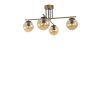 Elegáns fémcsillár, arany-fekete borostyánsárga üvegkupakkal, 70 cm átmérő, 40 cm magasság, E27 foglalat, max 40W, IP20 | Modern terekbe tökéletes