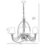 Elegáns állítható csillár, fém test, 60 cm átmérő, 60-90 cm magasság | E14 aljzat, max 40W | Hagyományos amerikai és Glam Design stílusos terekhez