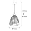 Modern vintage csillár, állítható magasságú 41-121 cm, fém test, 25x25 cm, E27 Max 40W, elegáns design otthoni és irodai használatra, IP20 besorolás