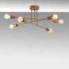 Modern réz csillár, 66 x 66 cm, magasság 27 cm | Fém ház, 6 x E27 Max 40W | Elegáns design otthoni és irodai használatra, IP20 besorolású