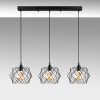 Ipari csillár, fekete fém test, állítható magasság 30-120 cm, 98 x 24 cm, 3 x E27 Max 40 W, Elegáns kialakítás modern terekhez, IP20
