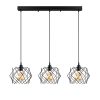 Ipari csillár, fekete fém test, állítható magasság 30-120 cm, 98 x 24 cm, 3 x E27 Max 40 W, Elegáns kialakítás modern terekhez, IP20