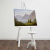 Caspar David Friedrich elegáns dekoratív vászonfestménye, 45 x 70 cm | 100% velúr vászon, 100% fa keret (3 cm) | Lenyűgöző hegyi tó táj