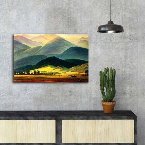 Caspar David Friedrich elegáns dekoratív vászonfestménye, 45 x 70 cm, 100% velúr vászon, 3 cm-es fakeret | Tökéletes a lakberendezés és a művészet szerelmeseinek