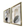 Elegáns dekoratív keretes MDF festmények (2 db), 38 x 53 cm | 100% MDF és fa keret, fekete, szürke és bézs | Tökéletes a modern lakberendezéshez