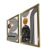 Elegáns dekoratív keretes MDF festmények (2 db), 38 x 53 cm | 100% MDF és fa keret | Arany, fehér és fekete színek | Tökéletes otthoni dekorációhoz