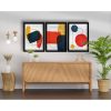 Elegáns dekoratív keretes MDF festmények (3 db), 38 x 53 cm | 100% MDF és fa keret | Élénk vörös, mustár, sötétkék és fehér | Tökéletes otthoni dekorációhoz