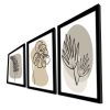 Elegáns dekoratív keretes MDF festmények (3 db), 38 x 53 cm | 100% MDF és fa keret, bézs, fehér és fekete | Tökéletes lakberendezési és modern terek számára