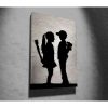Lenyűgöző Banksy dekoratív vászonfestmény, 50 x 70 cm, 50% pamut/50% poliészter, digitális nyomtatás vászonra, 2 x 3 cm-es fakerettel keretezve, tökéletes a modern dekorációhoz