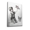 Lenyűgöző Banksy dekoratív vászonfestmény, 50 x 70 cm, 50% pamut/50% poliészter, digitális nyomtatás vászonra, 2 x 3 cm-es fakerettel keretezve, tökéletes a modern dekorációhoz