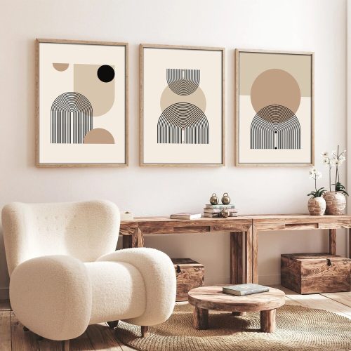 Elegáns dekoratív keretes MDF festmények (3 db), 30 x 40 cm | 100% MDF és tömörfa keret, 2 cm vastag | Tökéletes a lakberendezés és a művészet szerelmeseinek