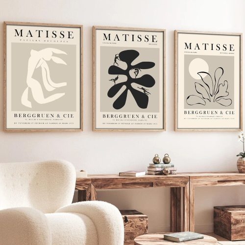 Elegáns dekoratív keretes MDF festmények (3 db), 50 x 70 cm | 100% MDF és tömörfa keret, 2 cm vastag | Tökéletes a lakberendezés és a művészet szerelmeseinek