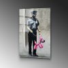 Banksy dekoratív edzett üvegfestménye, 45 x 65 cm | 100% edzett üveg, 4 mm vastag | Stílusos falfestmény modern otthonokba és irodákba