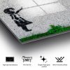 Lenyűgöző Banksy dekoratív edzett üvegfestmény, 70 x 100 cm | 100% edzett üveg, 4 mm vastag | Tökéletes a modern lakberendezés és a művészet szerelmeseinek