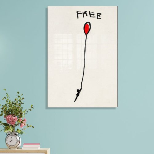 Lenyűgöző Banksy dekoratív edzett üvegfestmény, 70 x 100 cm | 100% edzett üveg, 4 mm vastag | Tökéletes a modern lakberendezés és a művészet szerelmeseinek