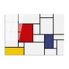 Piet Mondrian dekoratív edzett üvegfestménye, 70 x 100 cm, 100% edzett üveg (4 mm) | Élénk vörös, kék és sárga | Modern dekorációhoz tökéletes