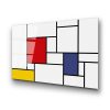 Piet Mondrian dekoratív edzett üvegfestménye, 70 x 100 cm, 100% edzett üveg (4 mm) | Élénk vörös, kék és sárga | Modern dekorációhoz tökéletes
