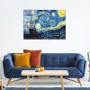 Van Gogh Starry Night edzett üvegfestmény, 70 x 100 cm | 100% edzett üveg (4 mm) | Elegáns falfestmény otthoni és irodai dekorációhoz
