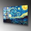 Van Gogh Starry Night edzett üvegfestmény, 70 x 100 cm | 100% edzett üveg (4 mm) | Elegáns falfestmény otthoni és irodai dekorációhoz