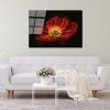Lenyűgöző edzett üvegfestmény - Virágzó piros pipacsvirág, 70 x 100 cm | 100% edzett üveg (4 mm) | Elegáns falfestmény otthoni és irodai dekorációhoz