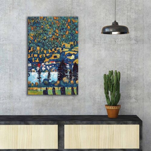 Gustav Klimt elegáns dekoratív vászonfestménye, "Pendio Montano A Unterach", 45 x 70 cm, 100% velúr vászon, 3 cm-es fakeret | Tökéletes otthoni dekorációhoz