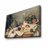 Paul Cézanne dekoratív vászonfestmény, „Rideau, Cruchon et Compotier” | 70 x 100 cm | 100% velúr vászon, 100% fa keret (3 cm) | Elegáns művészet lakberendezéshez