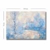 Claude Monet dekoratív vászonfestmény, "Giverny bejárata a hó alatt" | 70 x 100 cm | 100% vászon, 2,8 mm vastag, fenyőfa keret | Elegáns fali művészet