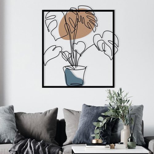 Stílusos dekoratív fém falkiegészítő, 49 x 53 cm | Tartós 1,20 mm fém és 3 mm fa | Tökéletes modern lakberendezéshez és egyedi falfestményekhez