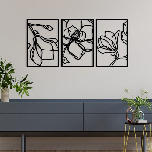 Stílusos fekete dekoratív fém falkiegészítő, 120 x 56,5 cm | 100% fém, 1,2 mm vastagság | Tökéletes modern lakberendezéshez és irodai helyiségekhez
