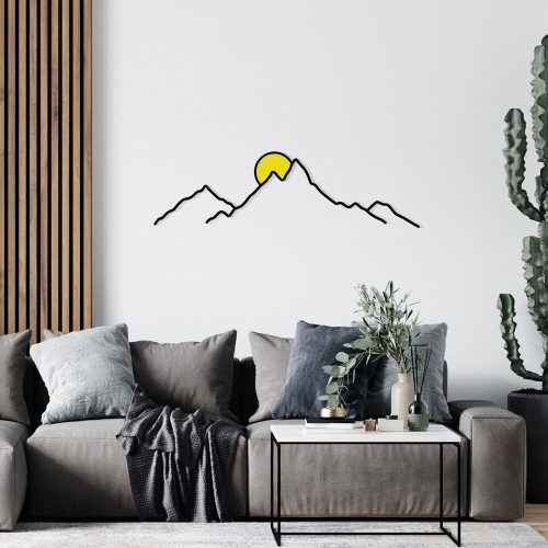 Stílusos dekoratív fém falkiegészítő, 100 x 29 cm | Tartós 1,20 mm fém és 3 mm fa | Tökéletes modern lakberendezéshez és egyedi falfestményekhez