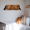 Elegáns dekoratív fa falkiegészítő, 82 x 58 cm, fekete és dió | 100% fém (1,2 mm) és fa keret (3 cm) | Tökéletes a modern lakberendezéshez