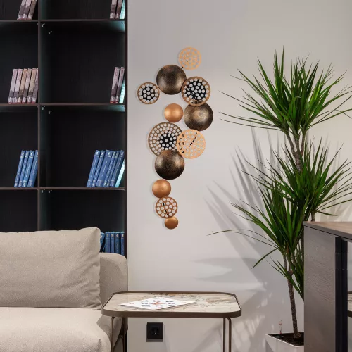 Pictat manual accesoriu decorativ de perete din metal, 90 x 8 x 42 cm | 100% metal, 0,8 mm grosime | unic variații de culoare a pentru amenajare interioară elegantă