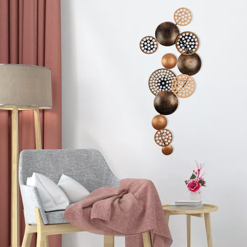 Pictat manual accesoriu decorativ de perete din metal, 90 x 8 x 42 cm | 100% metal, 0,8 mm grosime | unic variații de culoare a pentru amenajare interioară elegantă