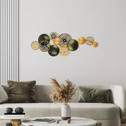 Kézzel festett dekoratív fém falkiegészítő, 90 x 8 x 42 cm | 100% fém, 0,8 mm vastagság | Egyedi színváltozatok a stílusos lakberendezéshez