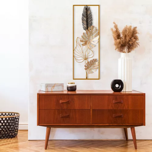 Kézzel festett dekoratív fém falkiegészítő, 32 x 5 x 90 cm | 100% fém, 0,8 mm vastag | Egyedi dizájn, tökéletes otthoni dekorációhoz és kiemelő falakhoz