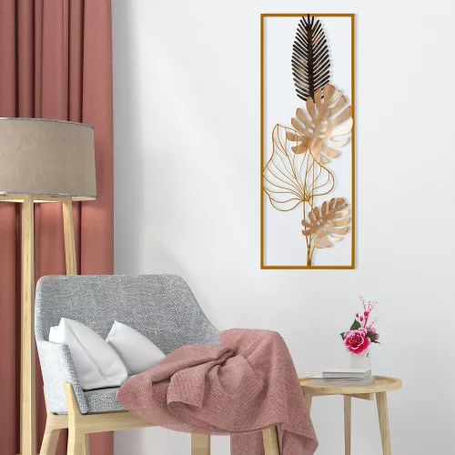 Kézzel festett dekoratív fém falkiegészítő, 32 x 5 x 90 cm | 100% fém, 0,8 mm vastag | Egyedi dizájn, tökéletes otthoni dekorációhoz és kiemelő falakhoz