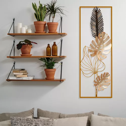 Kézzel festett dekoratív fém falkiegészítő, 32 x 5 x 90 cm | 100% fém, 0,8 mm vastag | Egyedi dizájn, tökéletes otthoni dekorációhoz és kiemelő falakhoz