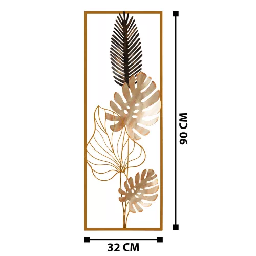 Kézzel festett dekoratív fém falkiegészítő, 32 x 5 x 90 cm | 100% fém, 0,8 mm vastag | Egyedi dizájn, tökéletes otthoni dekorációhoz és kiemelő falakhoz