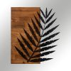 Elegáns dekoratív fa falkiegészítő, 50 x 58 cm | 100% fém váz (1,2 mm) és tömör fa (3 cm) | Stílusos fekete-dió dizájn otthoni dekorációhoz