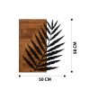 Elegáns dekoratív fa falkiegészítő, 50 x 58 cm | 100% fém váz (1,2 mm) és tömör fa (3 cm) | Stílusos fekete-dió dizájn otthoni dekorációhoz