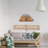 Elegáns dekoratív fa falkiegészítő, 74 x 37 cm | 100% fém váz (1,2 mm) és tömör fa (3 cm) | Stílusos fekete-dió dizájn otthoni dekorációhoz