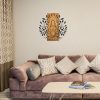 Elegáns dekoratív fa falkiegészítő, fekete-dió, 58 x 57,5 ​​cm | 100% fém váz (1,2 mm) és tömör fa (3 cm) | Modern dekorációhoz tökéletes