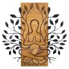 Elegáns dekoratív fa falkiegészítő, fekete-dió, 58 x 57,5 ​​cm | 100% fém váz (1,2 mm) és tömör fa (3 cm) | Modern dekorációhoz tökéletes