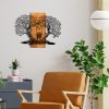 Elegáns dekoratív fa falkiegészítő, 76 x 58 cm, fekete és dió | 100% fém váz (1,2 mm) és tömör fa (3 cm) | Modern dekorációhoz tökéletes