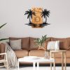 Elegáns dekoratív fa falkiegészítő, fekete-dió, 74 x 57,5 ​​cm | 100% fém váz (1,2 mm) és tömör fa (3 cm) | Modern dekorációhoz tökéletes
