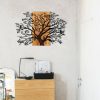 Elegáns dekoratív fa falkiegészítő, 85 x 58 cm, fekete és dió | 100% fém váz (1,2 mm) és tömör fa (3 cm) | Modern dekorációhoz tökéletes