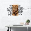 Elegáns dekoratív fa falkiegészítő, 85 x 58 cm, fekete és dió | 100% fém váz (1,2 mm) és tömör fa (3 cm) | Modern dekorációhoz tökéletes