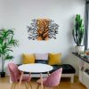 Elegáns dekoratív fa falkiegészítő, 85 x 58 cm, fekete és dió | 100% fém váz (1,2 mm) és tömör fa (3 cm) | Modern dekorációhoz tökéletes